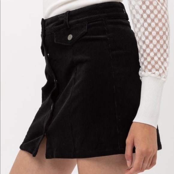 Last M • Corduroy Button Down Skirt — in Black - Picture 2 of 3